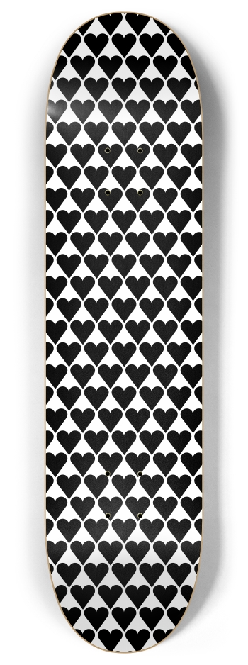 Black Heart Pattern 8 Inch Skateboard Deck