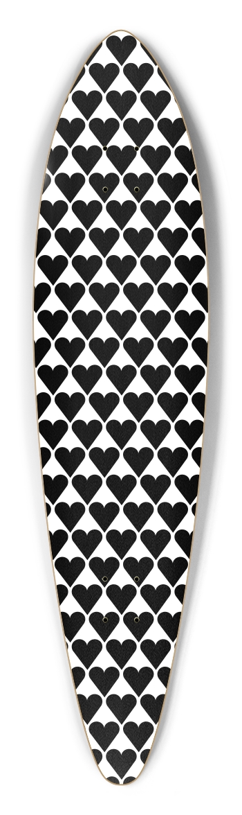 Black Heart Pattern Pintail Longboard