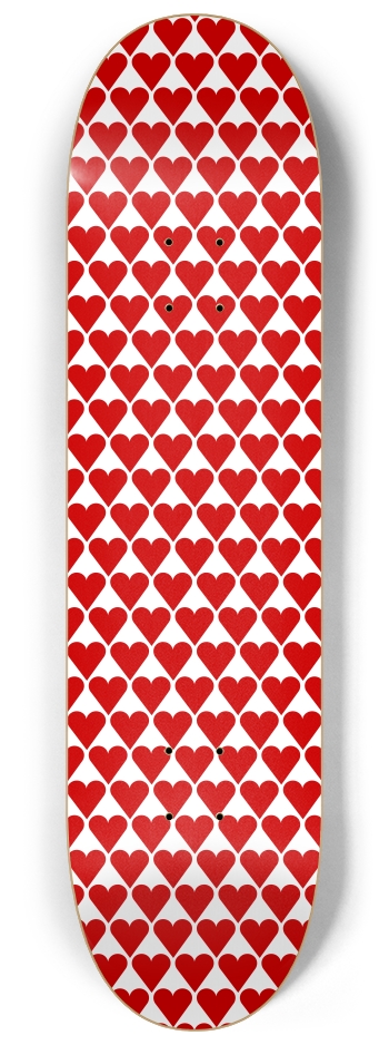 Red Heart Pattern 8-1/4 Skateboard Deck