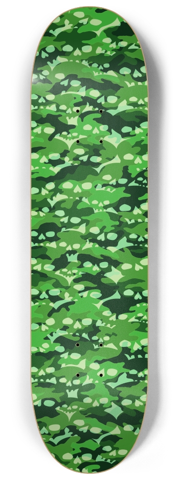Green Skull Camouflage 8-1/4 Skateboard Deck