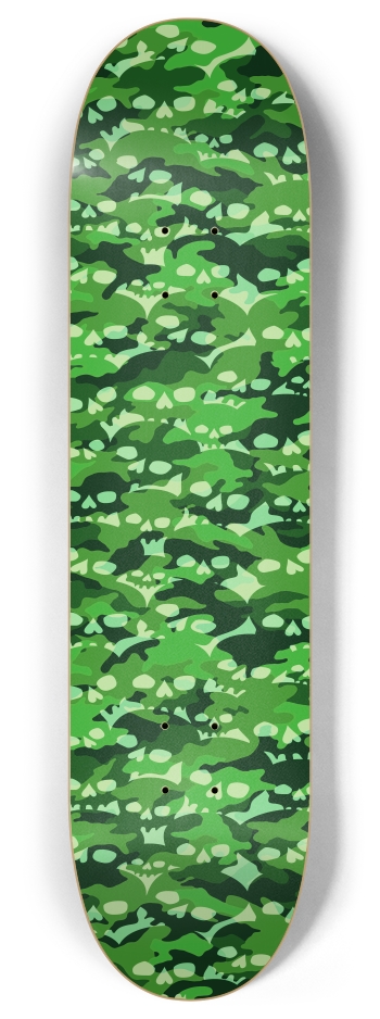 Green Skull Camouflage 8 Inch Skateboard Deck