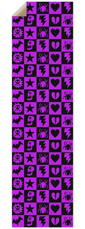 Purple Gothic Punk Checkers 9 x 33 Inch Griptape