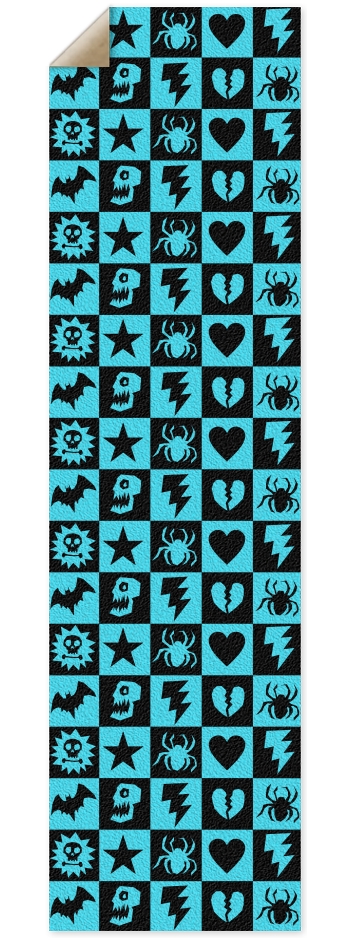 Blue Gothic Punk Checkers 9 x 33 Inch Griptape
