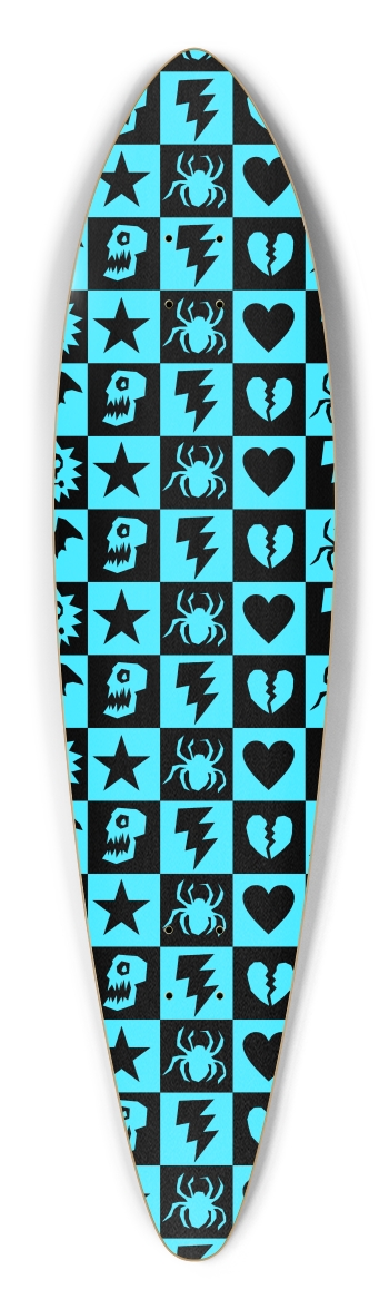 Blue Gothic Punk Checkers Pintail Longboard
