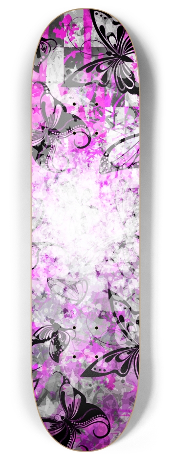 Pink Butterfly Graffiti 8 Inch Skateboard Deck