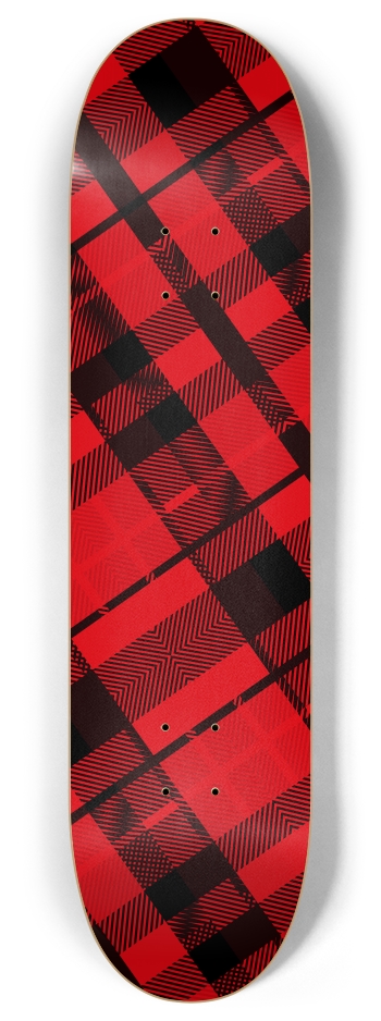 Red Plaid 8 Inch Skateboard Deck