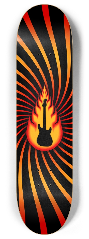 Guitar With Fire Graphics 8 Inch Skateboard Deck