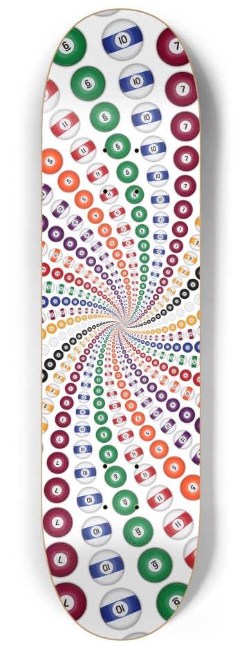 Billiards / Pool Balls Spiral 8-1/4 Skateboard Deck