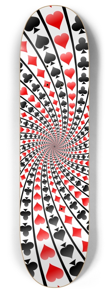 Card Suits Spiral / Vortex 8 Inch Skateboard Deck