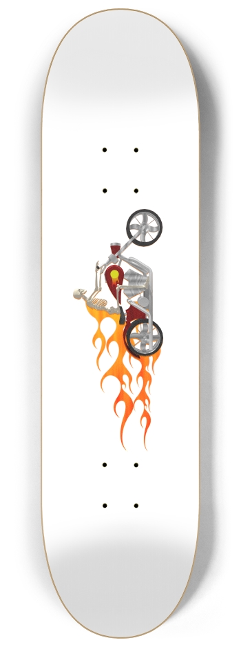 Skeleton Biker with Flames 8-1/4 Skateboard Deck