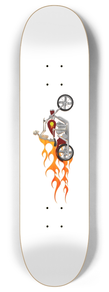 Skeleton Biker with Flames 8 Inch Skateboard Deck