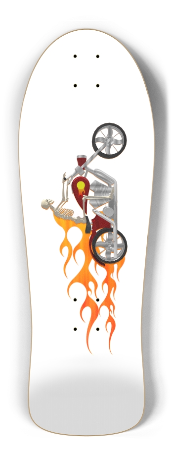 Skeleton Biker with Flames Old School Shape
