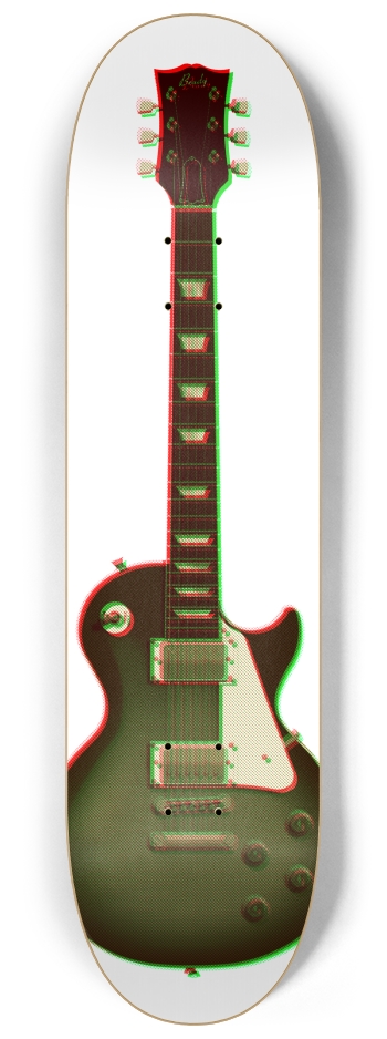 3D Halftone Guitar 8-1/4 Skateboard Deck