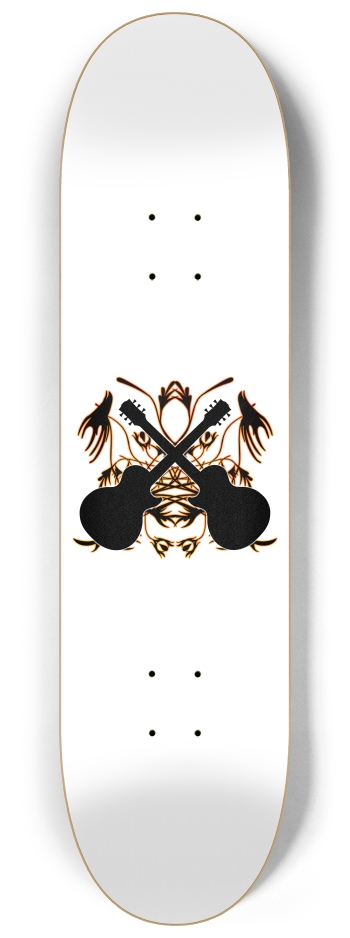 Crossed Guitars with Tribal Graphics 8-1/4 Skateboard Deck