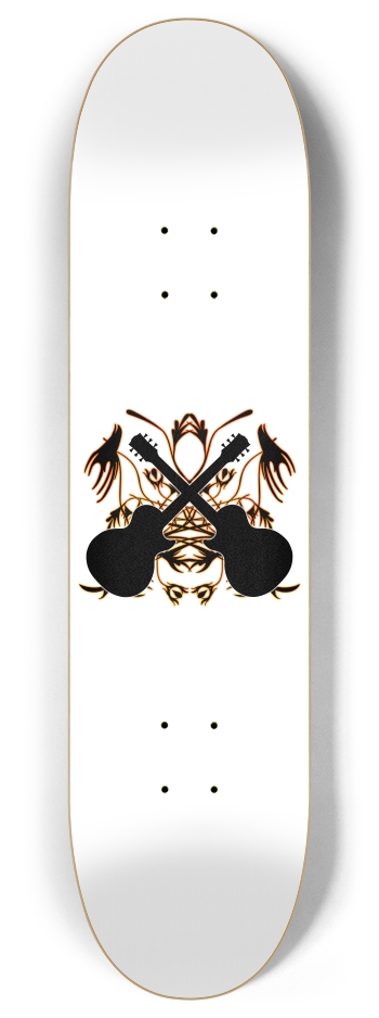 Crossed Guitars with Tribal Graphics 8 Inch Skateboard Deck