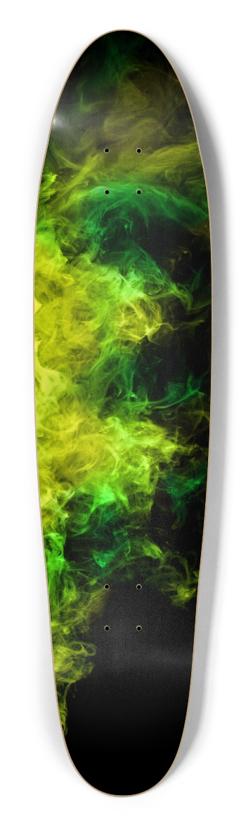 Green and Yellow Smoke Longboard Shape