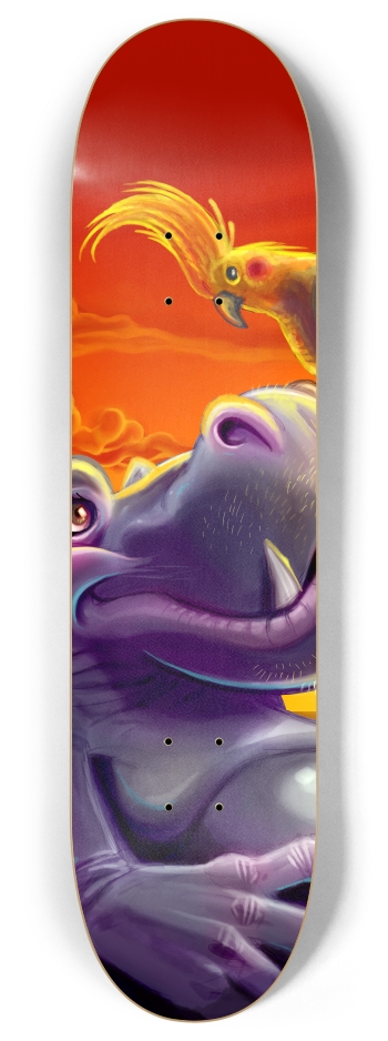 Hippo and Bird 8 Inch Skateboard Deck