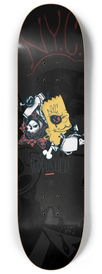 NYC Graffiti Bart Simpson 8-1/4 Skateboard Deck