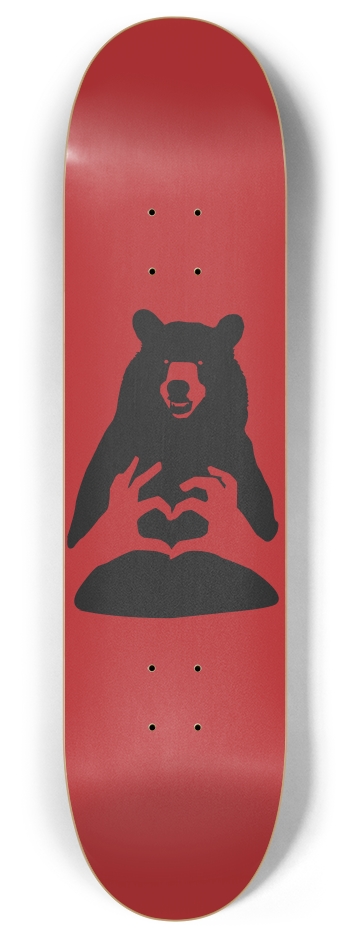 Bear Heart On 8 Inch Skateboard Deck