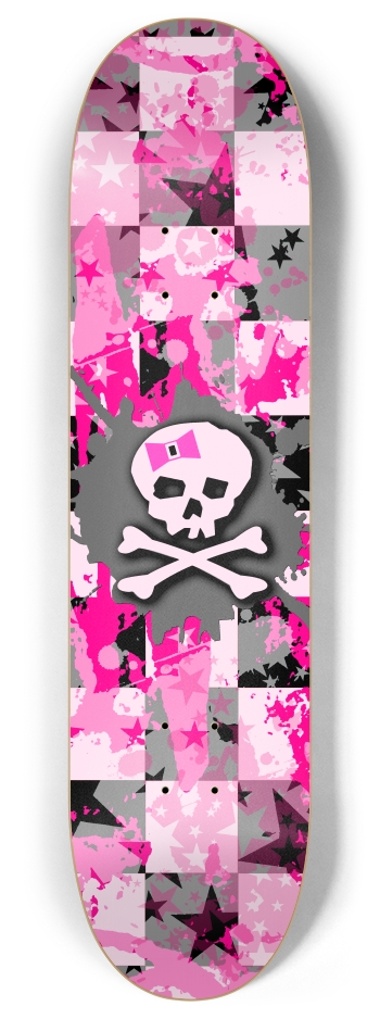 Pink Bow Skull 8 Inch Skateboard Deck