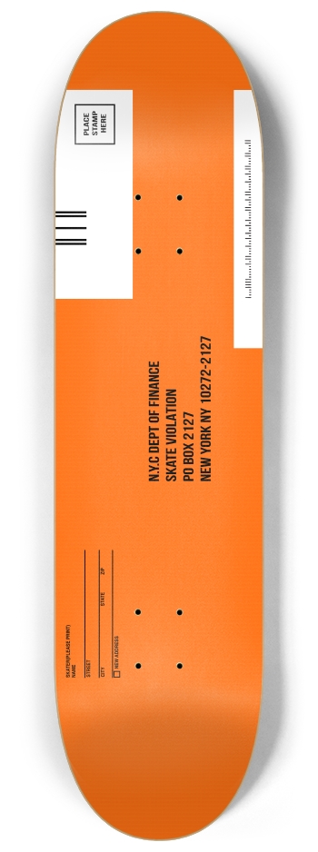 NYC ticket envelope 8-1/4 Skateboard Deck