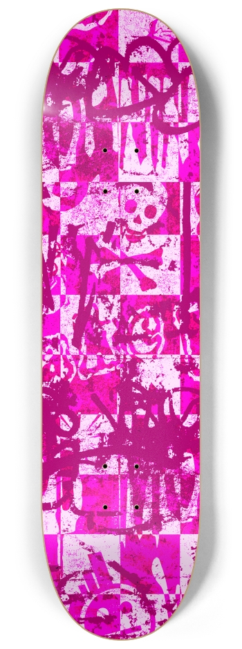 Pink Checker Graffiti 8-1/4 Skateboard Deck