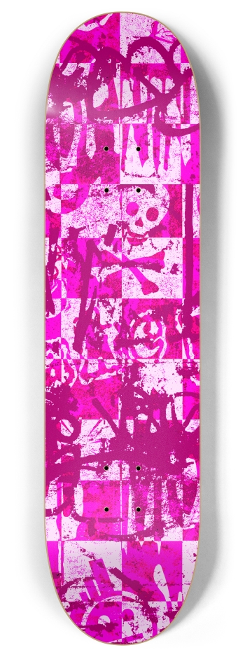 Pink Checker Graffiti 8 Inch Skateboard Deck