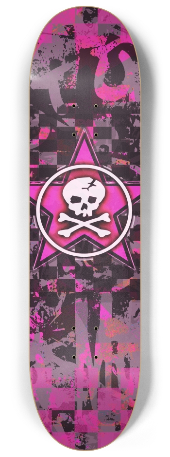 Pink Star Skull 8-1/4 Skateboard Deck