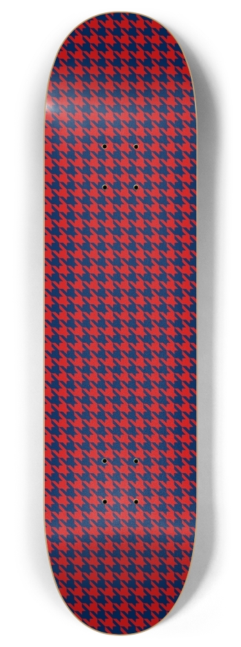 Blue and Red Houndstooth 8 Inch Skateboard Deck