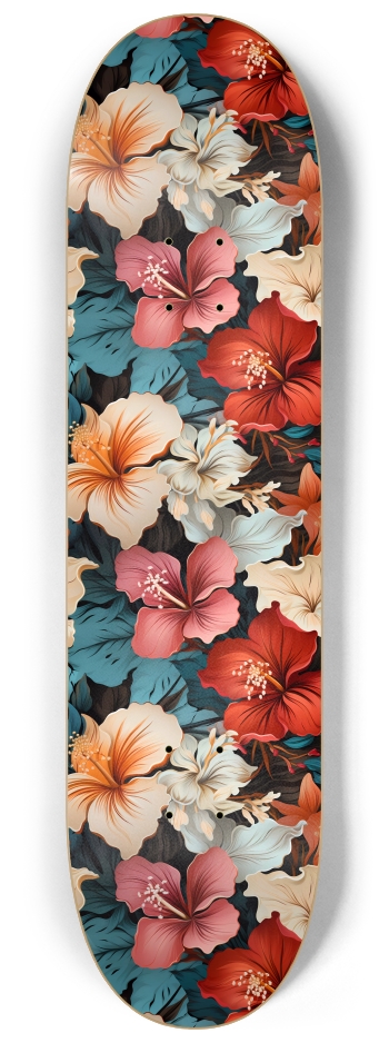 Mixed Hawaiian Flowers 8-1/4 Skateboard Deck
