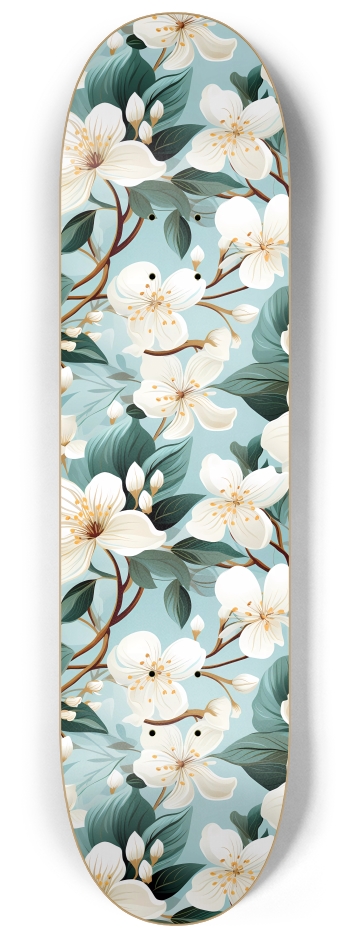 Hawaiian White Plumeria 8-1/4 Skateboard Deck