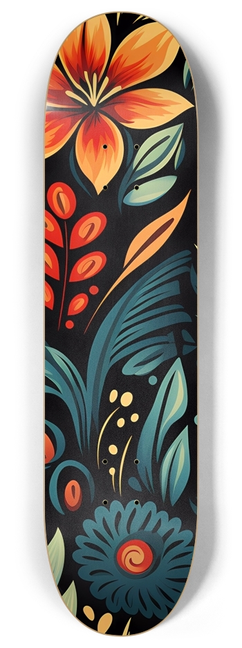 Graphic Floral Pattern 8 Inch Skateboard Deck