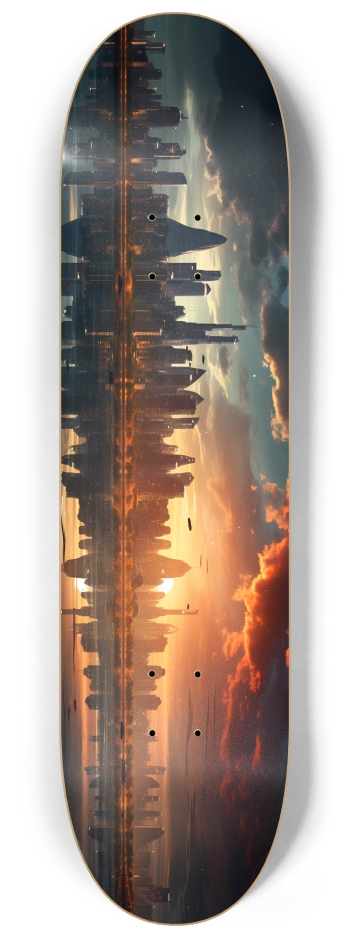 Futuristic City Skyline 8-1/4 Skateboard Deck
