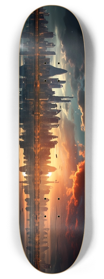 Futuristic City Skyline 8 Inch Skateboard Deck
