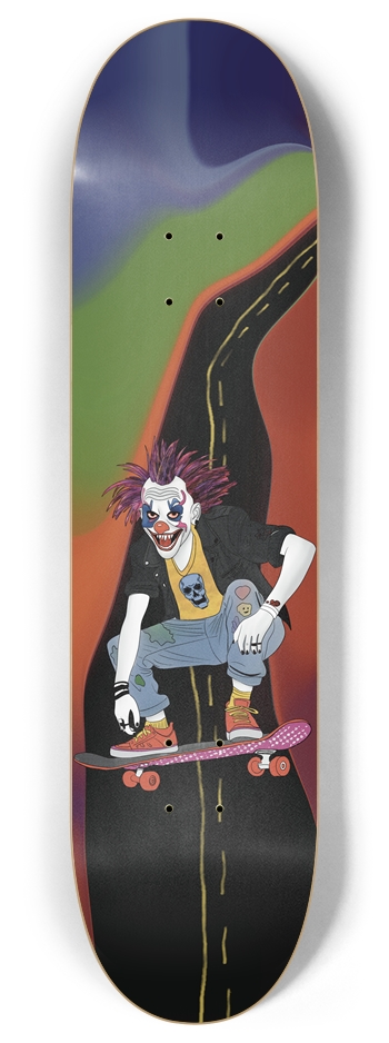 Whimsy Street: Clown Chaos 8 Inch Skateboard Deck