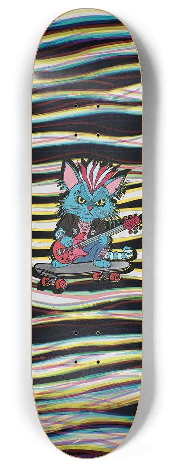 Blue Blitz: Punk Paws Shred 8 Inch Skateboard Deck