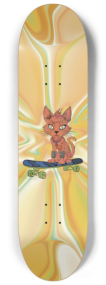 Orange Fury: Punk Paws Skate 8-1/4 Skateboard Deck