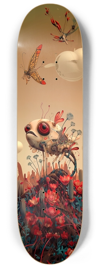 Robot Fish Flowers 8-1/4 Skateboard Deck