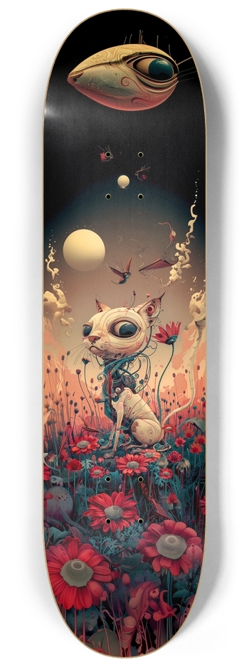 Bloomy space robot cat 8-1/4 Skateboard Deck