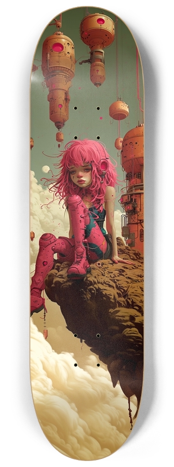 Space robot pink girl 8-1/4 Skateboard Deck