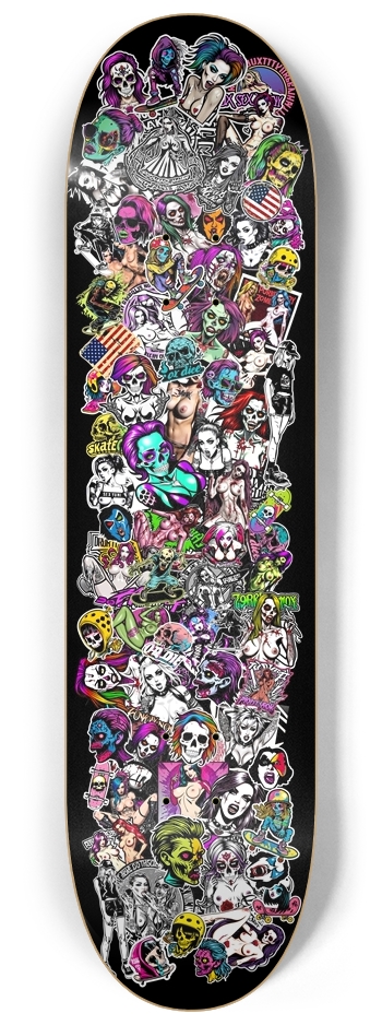 Zombie punk girls stickers pattern 8-1/4 Skateboard Deck
