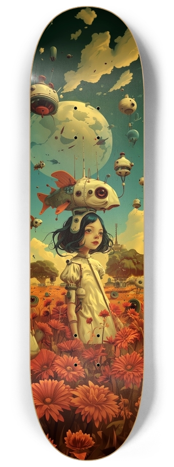 Anime cyber girl illustration 8-1/4 Skateboard Deck