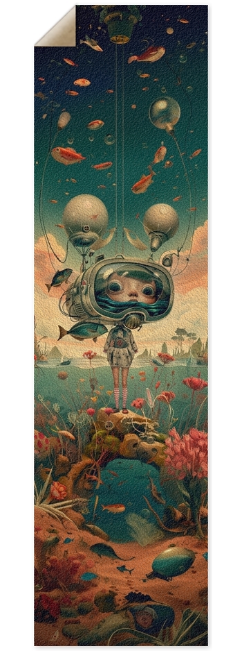 Bubble kid in space art 9 x 33 Inch Griptape