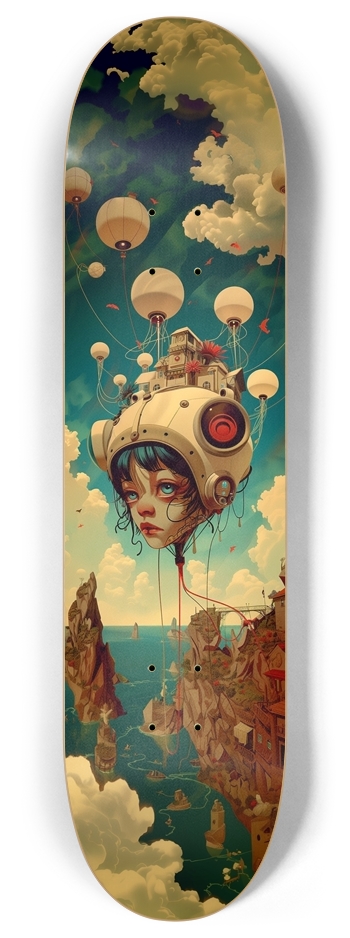Cyborg head girl illustration 8 Inch Skateboard Deck