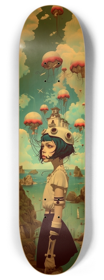 Anime cyber girl illustration 8 Inch Skateboard Deck