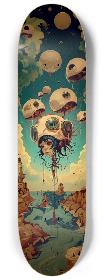 Cyborg head girl art illustration 8-1/4 Skateboard Deck