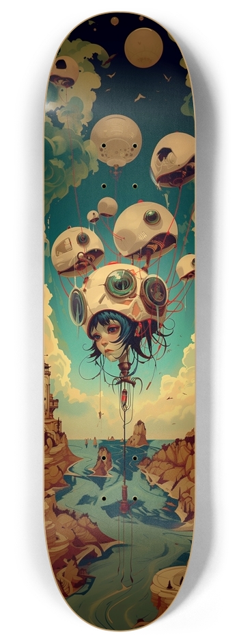 Cyborg head girl art illustration 8 Inch Skateboard Deck