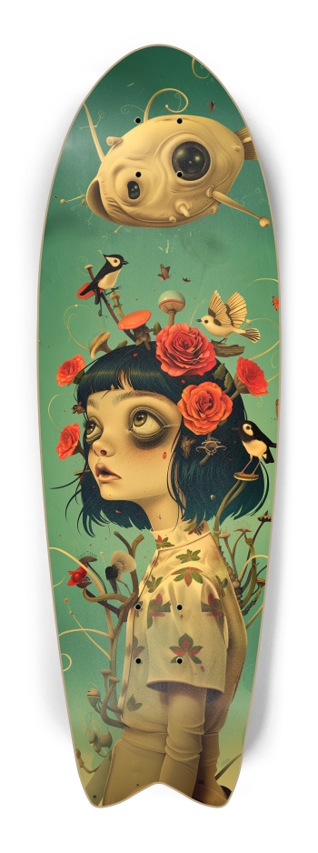 Bloomy cyborg girl illustration