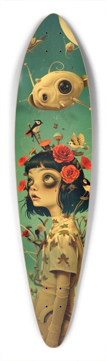 Bloomy cyborg girl illustration