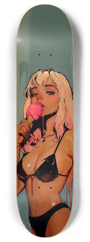 Pink ice cream bikini girl skateboard 8 Inch Skateboard Deck